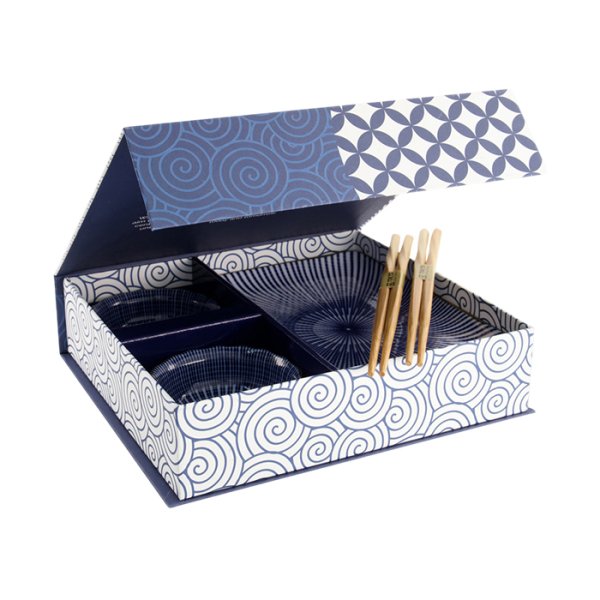 TDS, Sushi Set, Kotobuki, w/Chopsticks, Tokusa, 4-piece set, 20.5x13.2x2.2cm & 9.3x3.2cm (120ml), Item No. 22045