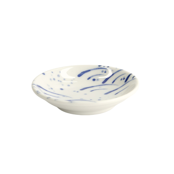 TDS, Soy Sauce Dish, Mixed Plates, Wave Blue, Ø 9 x 2 cm, Item No. 22092