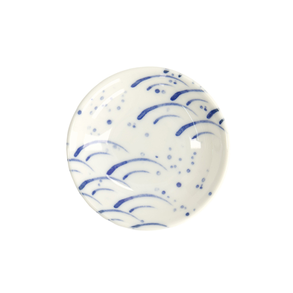 TDS, Soy Sauce Dish, Mixed Plates, Wave Blue, Ø 9 x 2 cm, Item No. 22092
