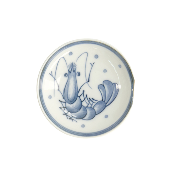 TDS, Mini Plate with Chopsticks Rest, Mixed Plates, Shrimp, Ø 9.4 x 2.3 cm, Item No. 22099