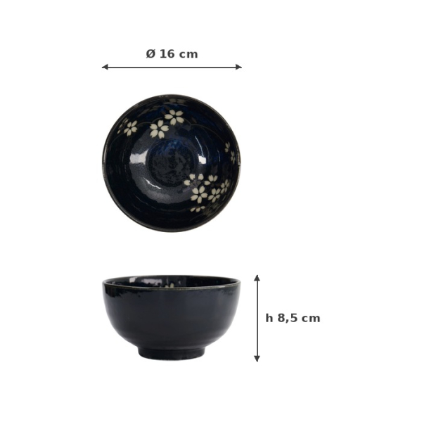 Rice Bowl Cobalt Blue Sakura, Porcelain, 600 ml, Item No. 22114