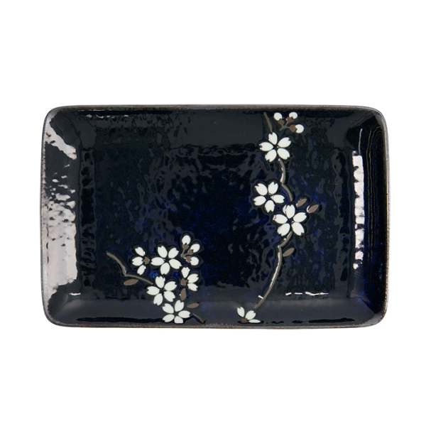 TDS, Rechteckiger Teller, Cobalt Blue Sakura, 17,5x15x5cm, Art.-Nr. 22116
