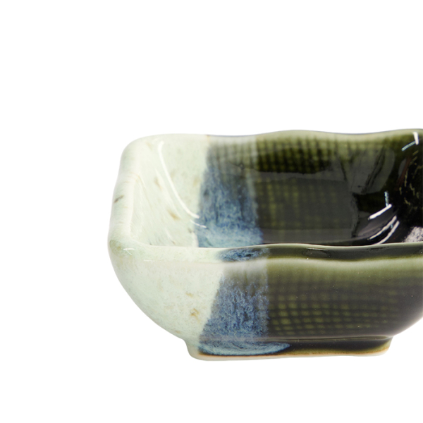 TDS, Soy Sauce Bowl, Green Oribe, 7.6 x 7.8 x 3.2 cm, Item No. 22169