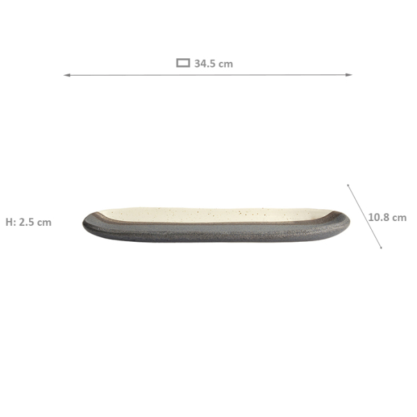 TDS, Oval Teller, Black Pearl/Brown, 34,5 x 10,8 x 2,5 cm, Art.-Nr. 22171