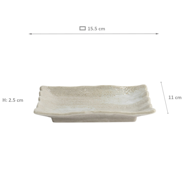 Sushi Plate Ash White, Porcelain, 15.5 × 11 × 2.5 cm, Item No. 22243