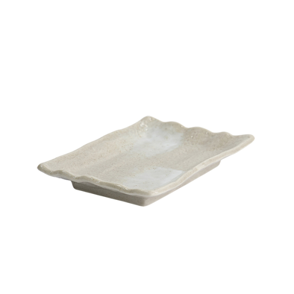 Sushi Plate Ash White, Porcelain, 15.5 × 11 × 2.5 cm, Item No. 22243