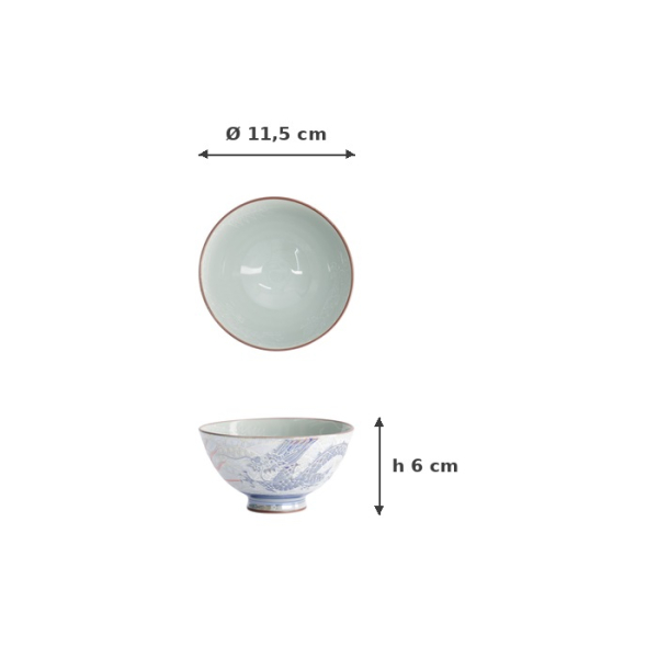 Rice Bowl Kawaii Luster Dragon Blue, Porcelain, 300 ml, Item No. 22253