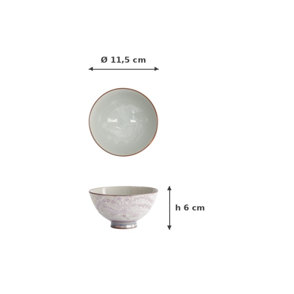 Rice Bowl Kawaii Luster Phoenix Purple, Porcelain, Ø 11.5 cm, Item No. 22254
