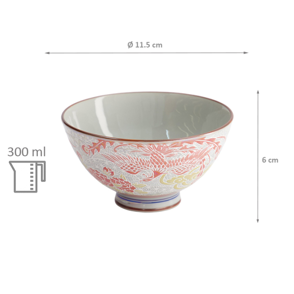 TDS, Reis Schale, Kawaii, Luster Phoenix, Rot, Ø 11,5x6 cm, 300ml -Art Nr: 22255
