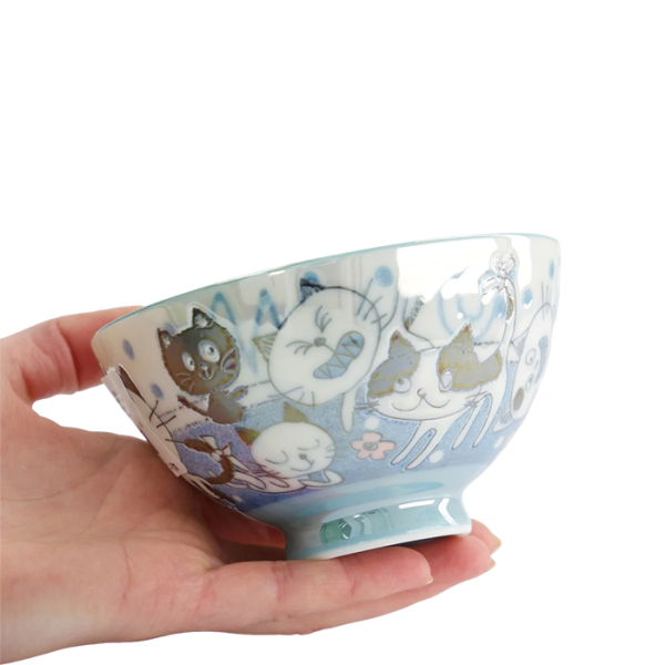 TDS, Reis-Schale, Kawaii Funny Cat, Blau, Ø 11,5 x 6 cm, 300 ml - Art Nr: 22257