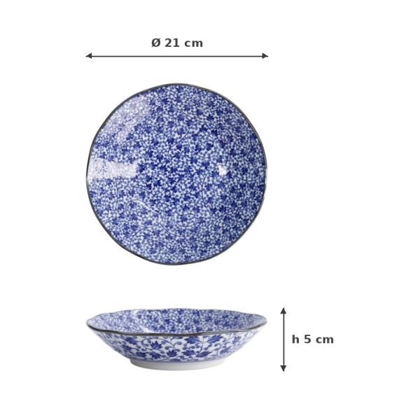 Pasta Plate Hana Blue Karakusa, Porcelain, Ø 21 cm, Item No. 22260