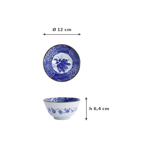 Rice Bowl Natsu Shozui Blue, White, Ceramic, Ø 12 cm, Item No. 22317