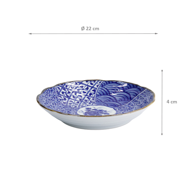 TDS, Plate, Natsu Shozui, Ø 22 x 4 cm, Blue/White, Item No. 22321