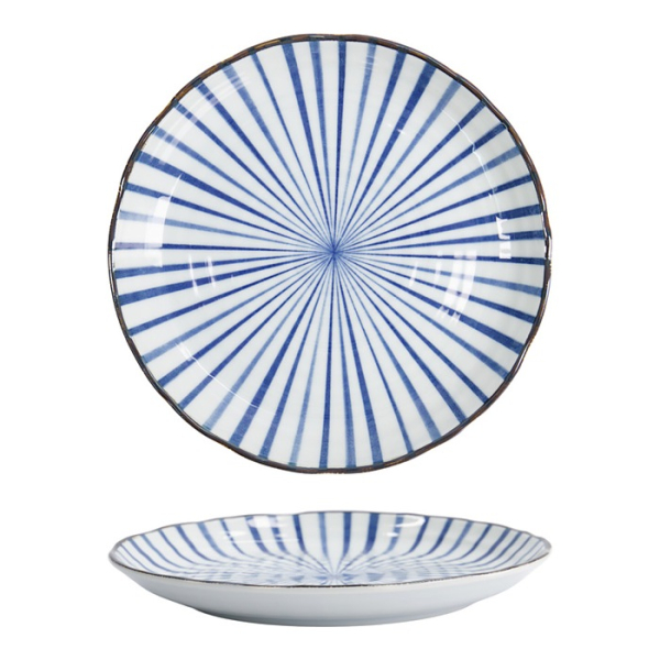 Plate Natsu Tokusa Blue, White, Porcelain, &Oslash; 24.7 cm