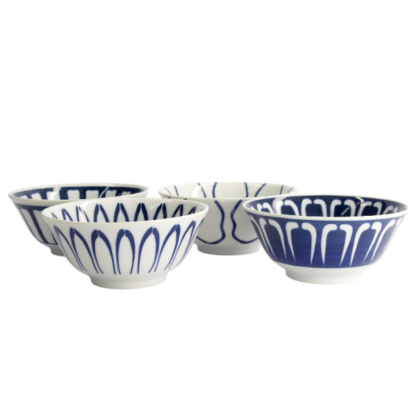 Tayo Bowl Set Mixed Bowls Blue, White, 4pcs, Porcelain, 500 ml, Item No. 22526