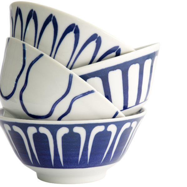 Tayo Bowl Set Mixed Bowls Blue, White, 4pcs, Porcelain, 500 ml, Item No. 22526