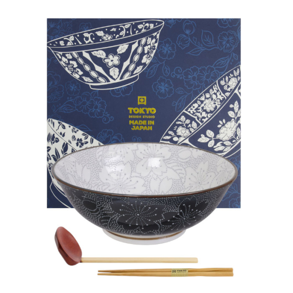 TDS, Ramen Bowl in Gift Box, Mixed Bowls Sakura, 3pcs, Ø 19.7 x 7 cm (1000 ml), Item No. 22541