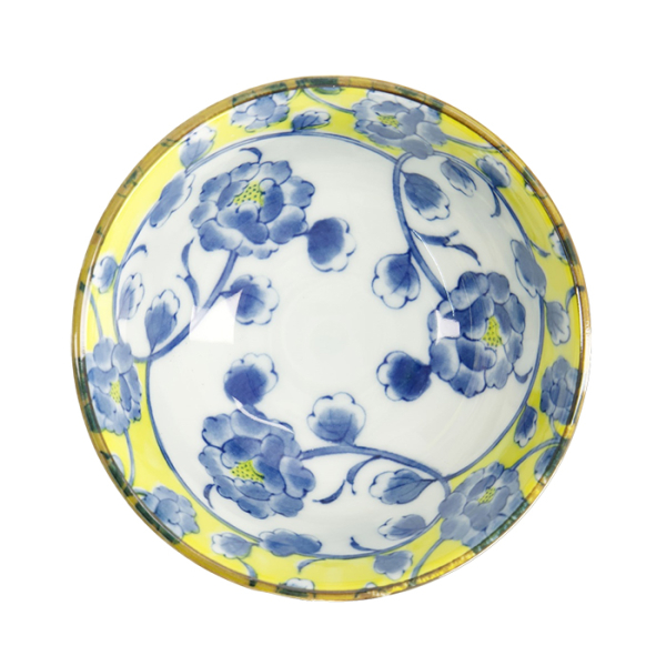 TDS, Rice Bowl, Botan, Ø12x6.4cm, Yellow/Blue, Item No. 22600