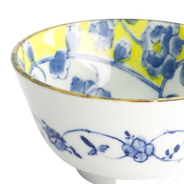 TDS, Rice Bowl, Botan, Ø12x6.4cm, Yellow/Blue, Item No. 22600