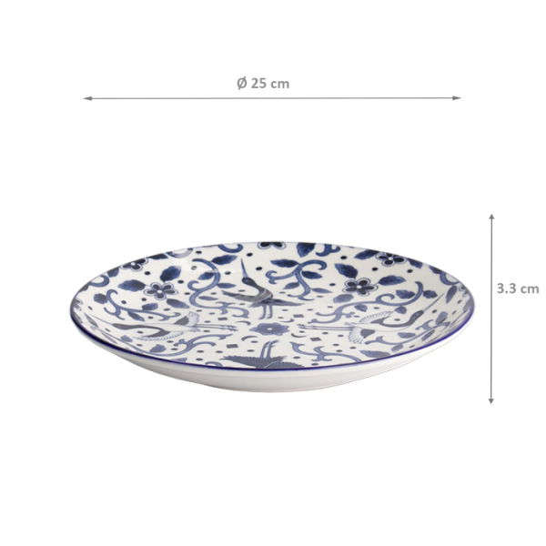 TDS, Round plate, Tokyo Blue Maizuru, Ø25x3.3cm, Item No. 22621