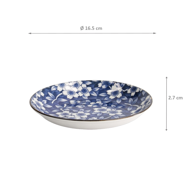 TDS, Round plate, Tokyo Blue Sakura, Ø 16.5x2.7 cm, Item No. 22631