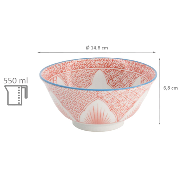 TDS, Bowl Giftset, 2-piece set, Lily Flower, Red/Blue, Ø 14.8x6.8cm 550ml, Item No. 22639