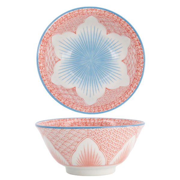 TDS, Bowl Giftset, 2-piece set, Lily Flower, Red/Blue, Ø 14.8x6.8cm 550ml, Item No. 22639