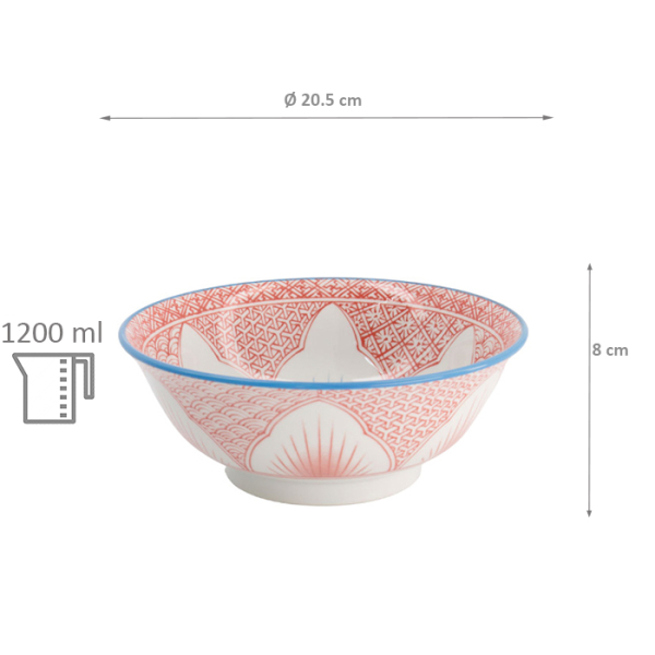 TDS, Ramen Bowls Giftset, 2-piece set, Lily Flower, Red/ Blue, Ø 20.5x8cm 1200ml, Item No. 22645