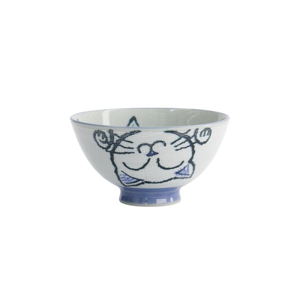 TDS, Rice Bowl, Kawaii Neko Cat, Blue, Ø 11.5 x 6.2cm 300ml - Item No. 2334