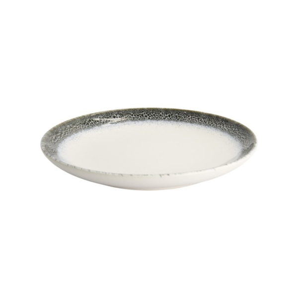 Dessert Plate Monte Negro White, Anthracite, Stoneware, Ø 21 cm. Height 2.5 cm, Item No. 24345