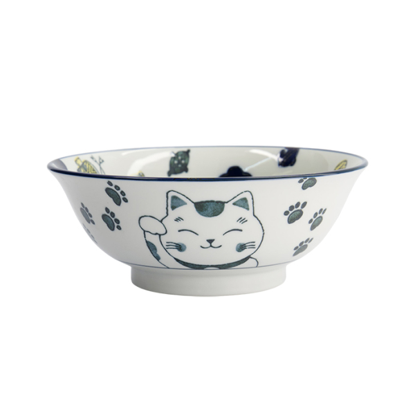 TDS, Ramen Schale, Kawaii Lucky Cat Neko, Blau, Ø 20,8x8 cm, 1000ml - Art Nr: 33010