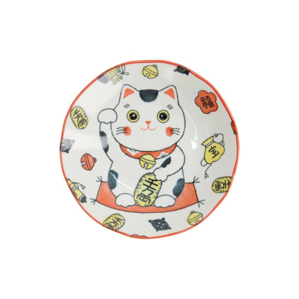 Pasta Plate Kawaii Lucky Cat Neko Red, Porcelain, Ø 21 cm, Item No. 33013