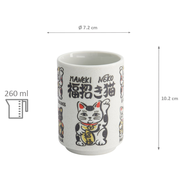 TDS, Cup, Emboss Lucky Cats, Ø7.2x10.2cm 260ml, Item No. 33017