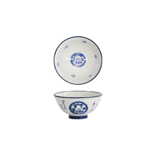 Bowl Kawaii Daruma Blue, White, Porcelain, 300 ml