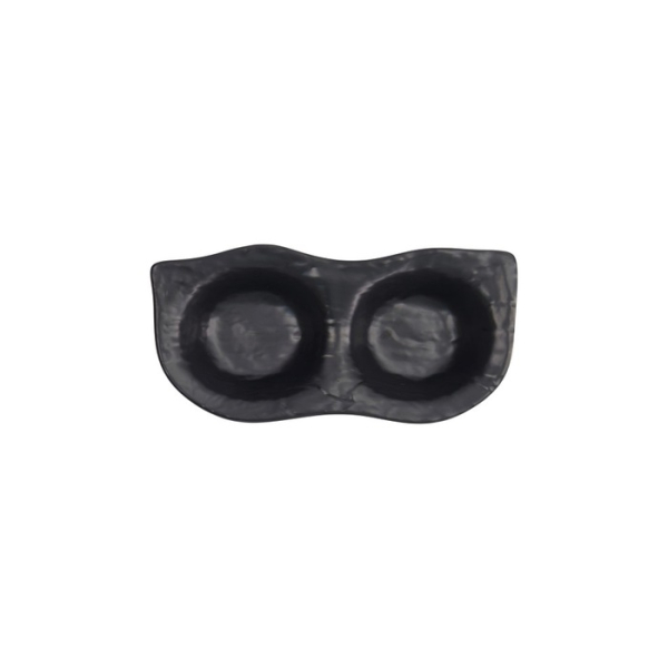 Sauce Dish with 2 Compartments Iwate Black, Melamine, 19.2 × 9.4 × 3.6 cm, Item No. 33288