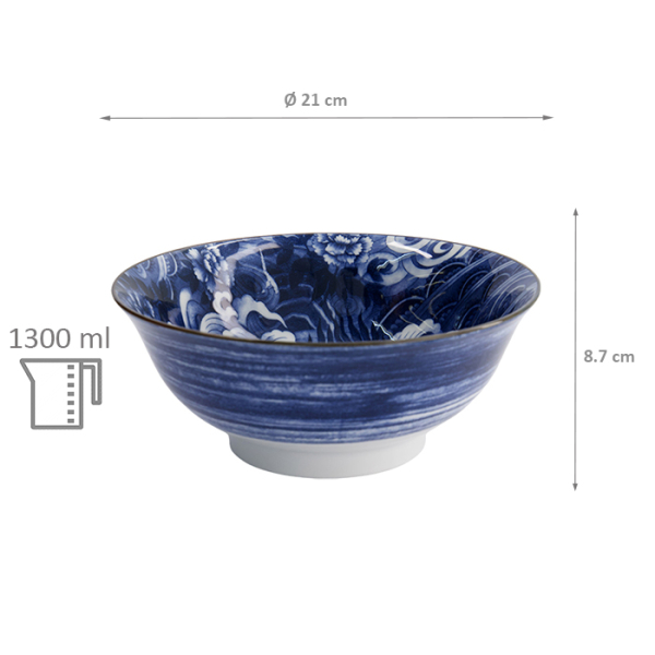 TDS, Bowl, Yakuza, Carp, Blue/White, Ø 21x8.7cm 1300ml, Item No. 33339