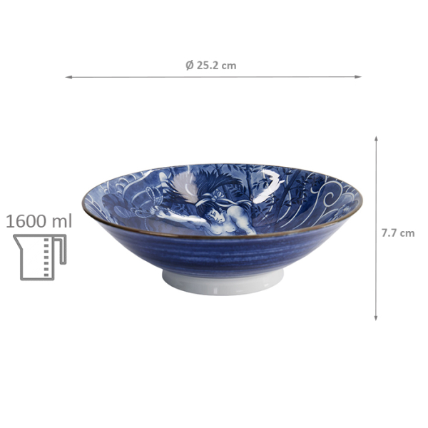 TDS, Bowl, Yakuza, Tiger, Blue/White, Ø 25.2x7.7cm 1600ml, Item No. 33340