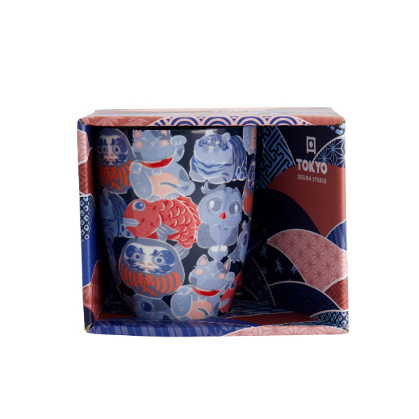 TDS, Mug, Kawaii Daruma Lucky Cat,  W/ Giftbox, Ø8.5x10.2cm 380ml , Item No. 33355