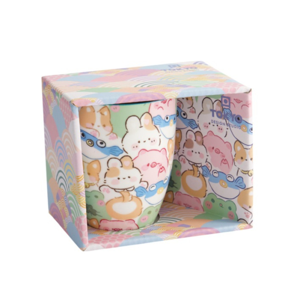Mug Kawaii Animals Multicolour in a gift box, Porcelain, 380 ml