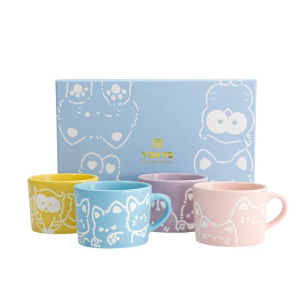 TDS, Mug Gift-Set, 4 pcs, Kawaii Animals, Ø 8 x 6cm, Item No. 33396