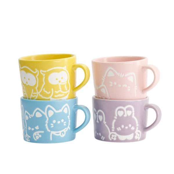 TDS, Mug Gift-Set, 4 pcs, Kawaii Animals, Ø 8 x 6cm, Item No. 33396