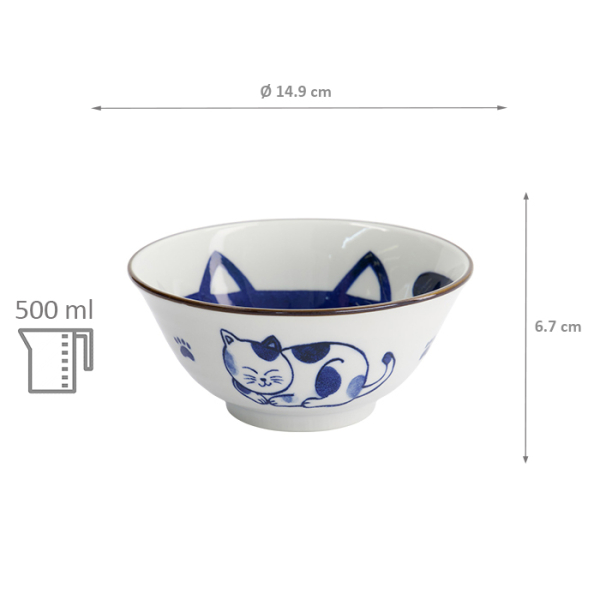 Tayo-Schale Kawaii Cat Neko Blau, Porzellan, 500 ml, Art.-Nr. 33413