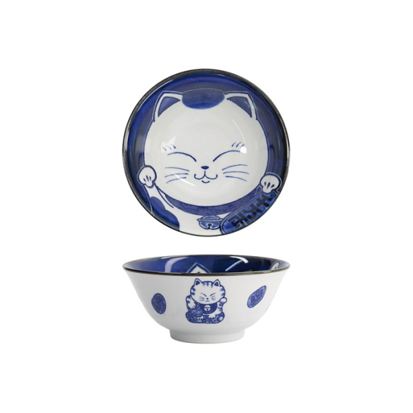 Tayo Bowl Kawaii Cat Neko Blue, Porcelain, 500 ml