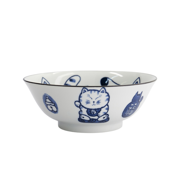 TDS, Ramen-Schale, Kawaii Cat Neko, Blau, Ø 19,7x7,5cm 1000ml, Art.-Nr. 33420