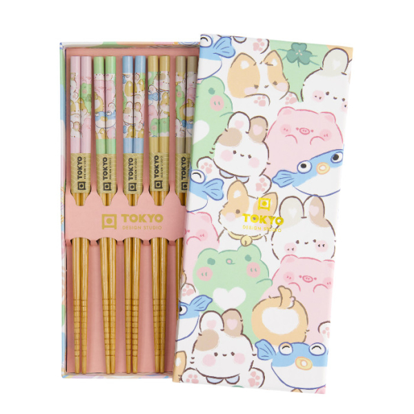 Blue Lotus Chopstick Set 5 pair at Tokyo Design Studio (picture 1 of 4)