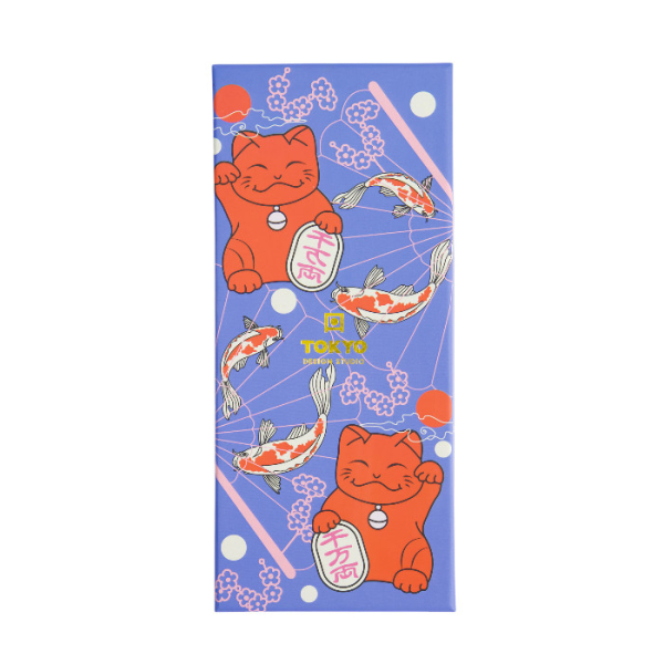 Chopstick Set Lucky Cat/Carp Red, Blue, 5 pairs, Bamboo, Item No. 33454