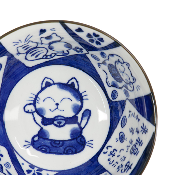 TDS, Tayo Bowl, Kawaii Cat Neko, Blue, Ø 14.9x6.7cm 500ml, Item No. 33485