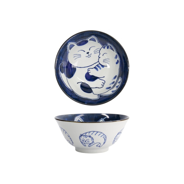 Tayo Bowl Kawaii Cat Neko Blue, Porcelain, 500 ml
