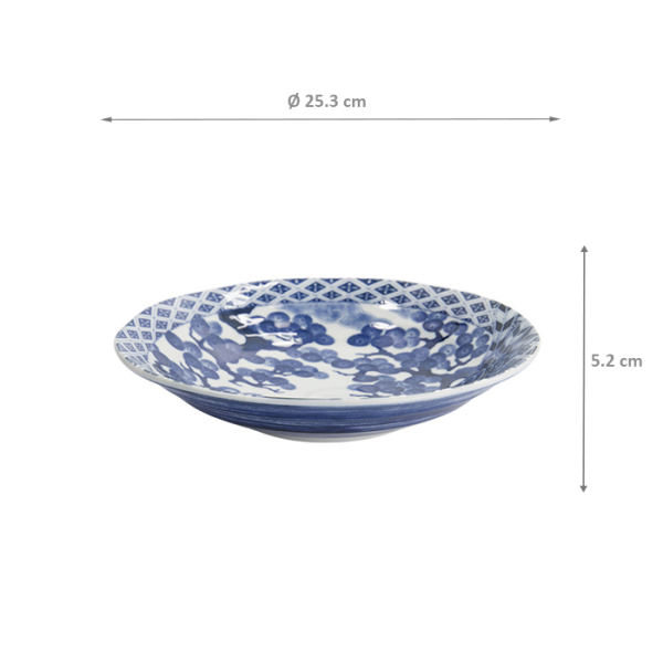 Pastateller Wa Hawk Blau/Weiß, Porzellan, Ø 25,3 cm, Art.-Nr. 33488