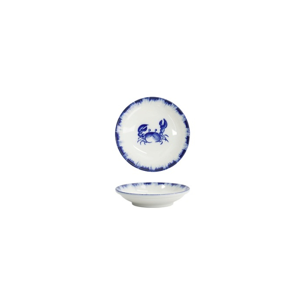 Sauce Bowl Crab Blue, White, Porcelain, &Oslash; 9 cm